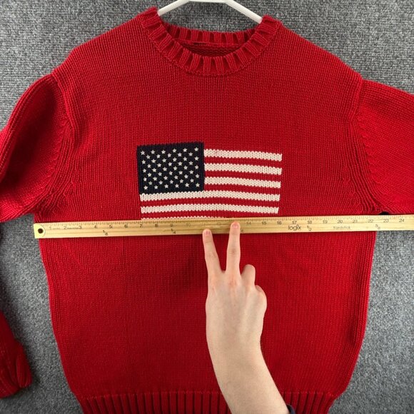 Ralph Lauren Polo Jeans Knit Flag Sweater Graphic USA Heavyweight Red Pullover - Picture 7 of 16